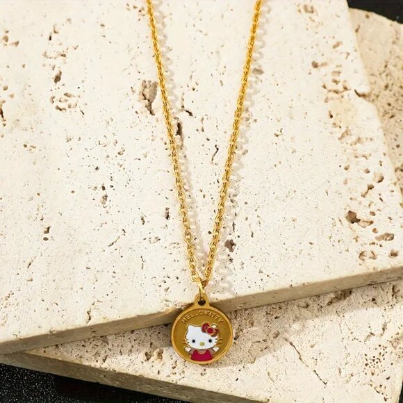 Gold Plated Hello Kitty Token Necklace - Picture 3 of 6